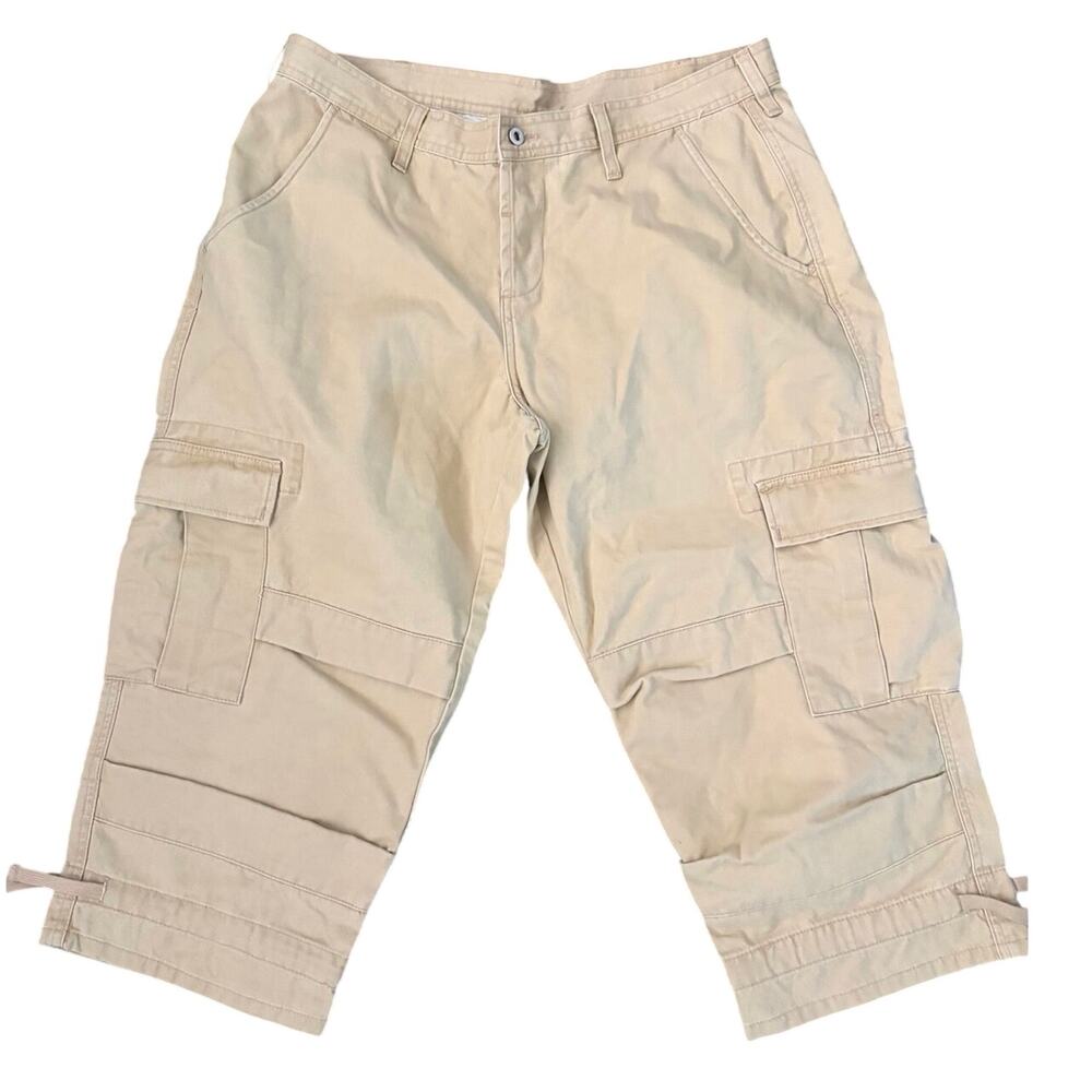 Sundance cargo khaki capri sz 16P W outdoor performance drawstring calf gorpcore